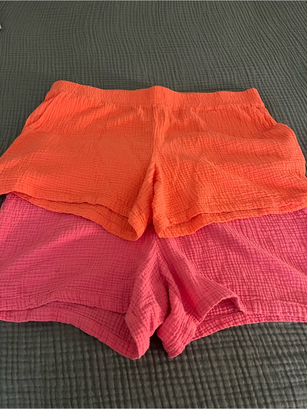 Belle by Kim Gravel Neon Orange and Hot Pink Athletic Shorts Duo